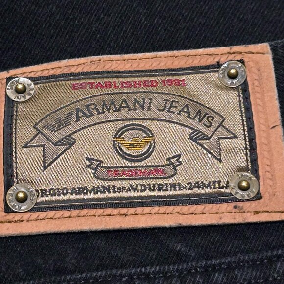 Vintage Armani Jeans 6 Womens 80s / 90s Straight High Rise Black Denim Usa 29x34 - Picture 2 of 16